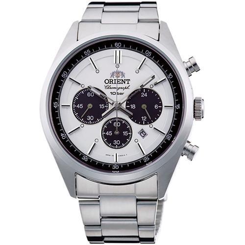 Orient Neo 70's WV0041TX Solar Chronograph Watch Milky White Dial 10ATM Japan