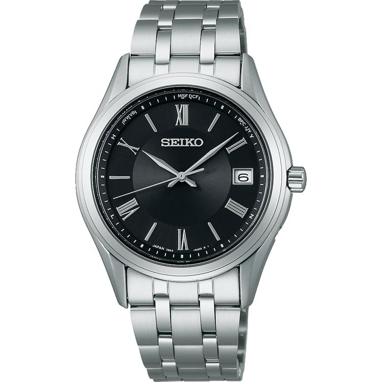 Seiko SBTM361 Men's Solar Radio Watch Silver/Black 10ATM Japan